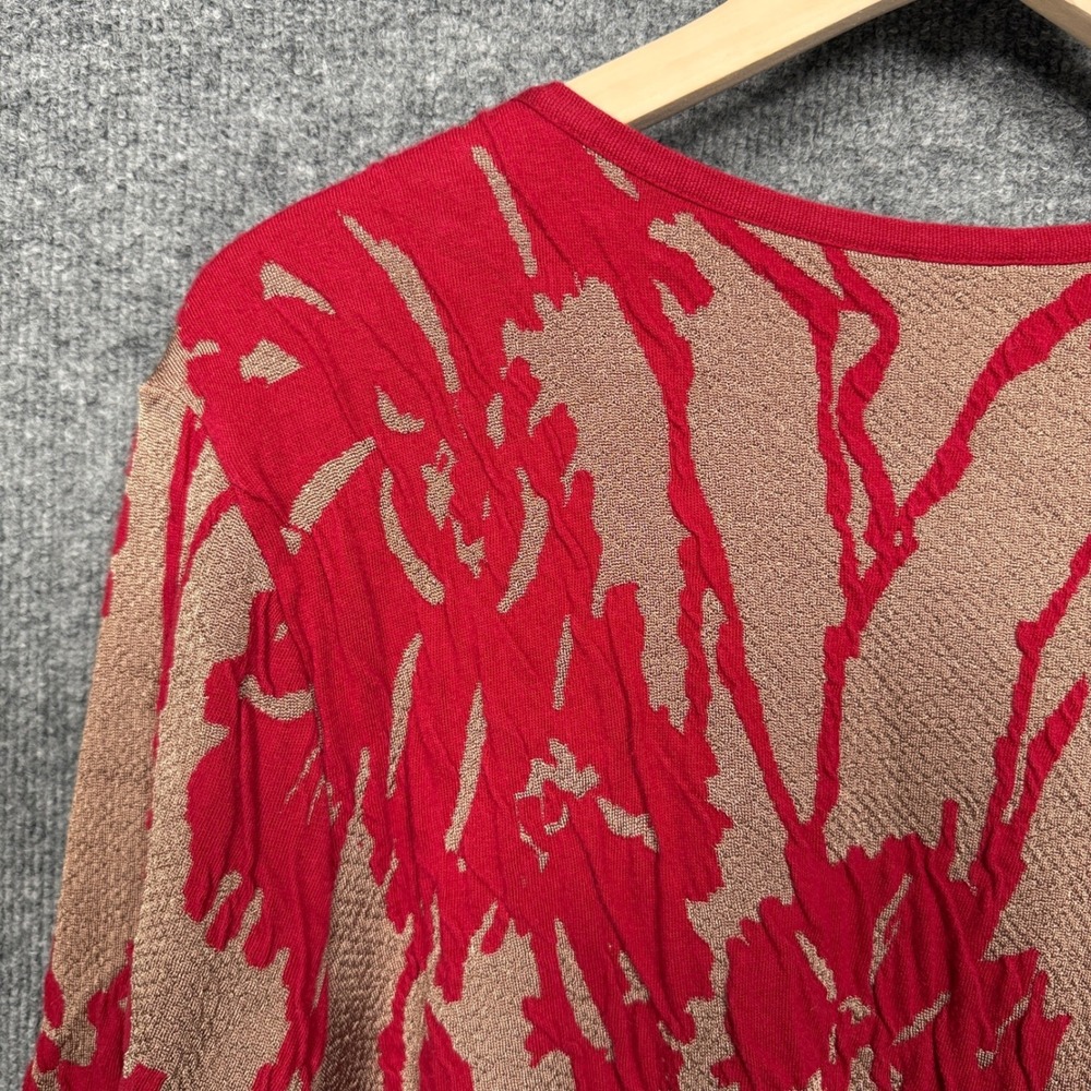 Travelers Collection by Chico's 3 US XL Cardigan Duster Red Thick Flower Holiday - Picture 4 of 9